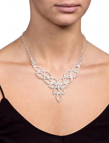  Collana Con diamantini Zircone Per donna Elegante Floreale Collana Per Feste