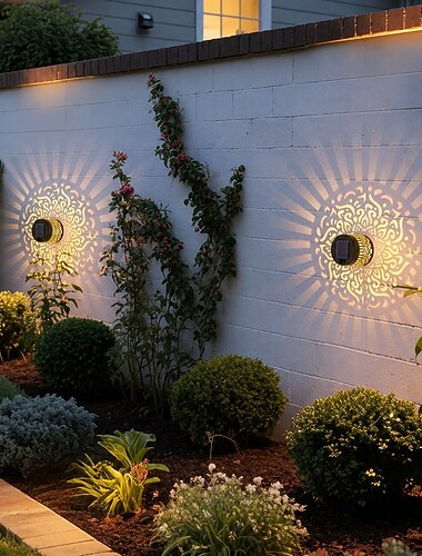  1/2 pezzi di luce solare da recinzione impermeabile IP65, illuminazione da parete per esterni a LED, illuminazione da giardino con design apribile