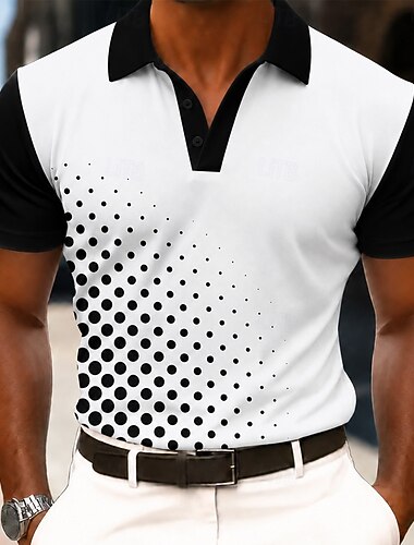  Per uomo Geometrico Polo Manica Corta Magliette polo Camicie con Colletto Casual Athleisure Stampa 3D Bottoni Tessuto retato traspirante Estate Primavera Blu Nero Viola