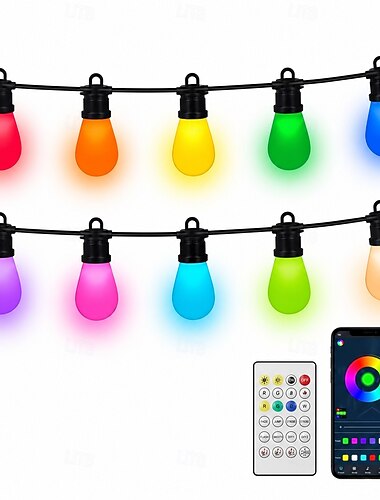  Guirnalda de luces exteriores impermeables, luces solares S14 para patio, luces USB con colores ambientales suaves, decoración resistente a roturas para bistró.