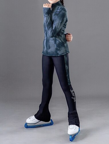  Kunstschaatsbroek Kunstschaatsjack met broek Dames Voor meisjes Schaatsen Jack Panty Outfits Bos Groen Roze Blauw Lapwerk Duimopening Spandex Rekbaar Opleiding Oefenen Professioneel