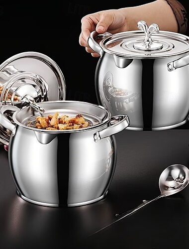  Set di contenitori per alimenti in acciaio inox con colino a maglie fini rimovibile e coperchio antipolvere, perfetti per preparare, conservare e filtrare zuppe, brodi e oli, contenitori per alimenti