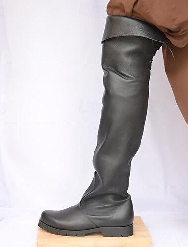  عتيق / معتق العصور الوسطى عصر النهضة بووتس (أحذية) قرصان محارب Ranger ملابس تنكرية رجالي خيال عيد الرعب مهرجان معرض النهضة LARP للبالغين أحذية