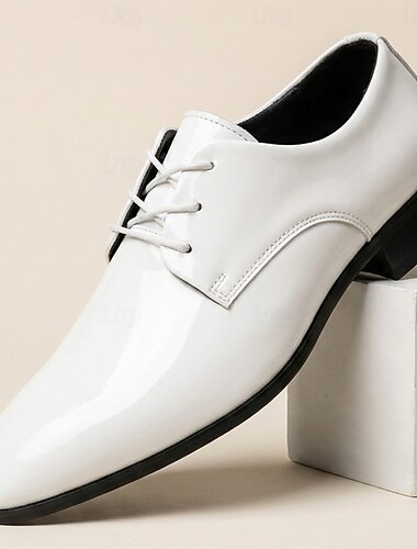  Klassische weiße Derby-Herrenschuhe – elegante, minimalistische Business-Schuhe für Hochzeiten, Sommerfeste, Geschäftsanlässe und festliche Anlässe.