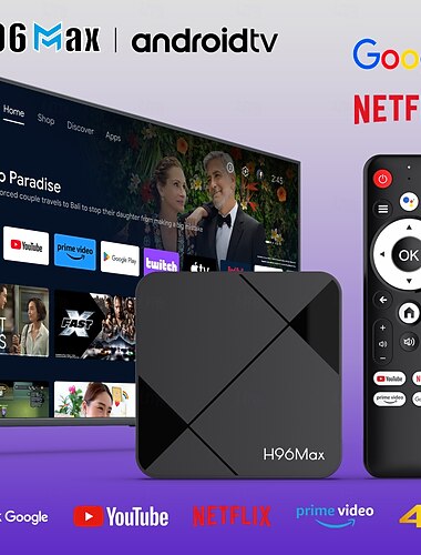  h96 max android 14 tv-boks 4k ultra hd smart streaming mediaspiller ok google voice fjernkontroll, støtter netflix youtube prime video disney 4k uhd streamingenhet for smart-TV &hjemmekino