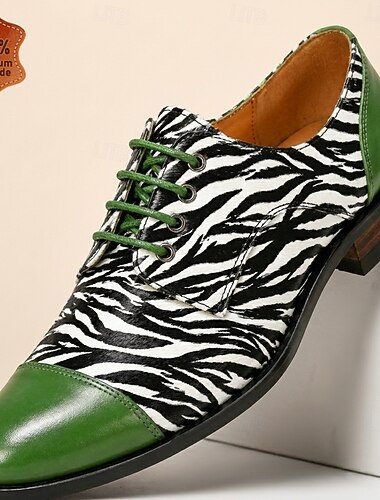  Hochwertige Herren-Oxfordschuhe aus echtem Leder mit Zebramuster, luxuriöse Schnürschuhe für Hochzeiten, Bühnenauftritte, Partys und Modeveranstaltungen