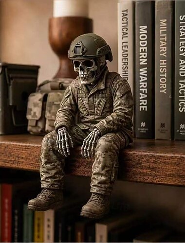  Figurine de squelette de pompier à poser sur une étagère, hommage gothique aux pompiers, décoration commémorative en hommage aux héros pour la maison ou le bureau, cadeau unique pour collectionneurs