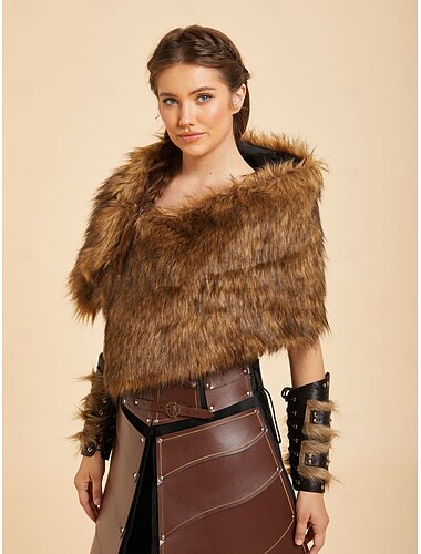  Set Médiéval Renaissance Robe Armure Veste Guerrier Valkyrie Barbare Déguisement Femmes Viking Fantaisie Halloween Carnaval Performance LARP Foire de la Renaissance Adulte Gilet Bandes pour les bras