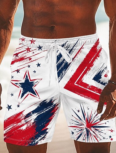 Heren 250ste Jubileum Patriottische Amerikaanse Vlag 1776 2026 Zwemshorts Met Touwtjes Zijzakken Zomer Strandmode
