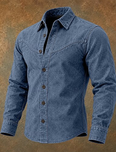  camicia da uomo softfade™ camicia casual camicia in denim camicia acid wash capo tinto nero bordeaux blu navy verde grigio manica lunga camicia semplice colletto casual abbigliamento quotidiano