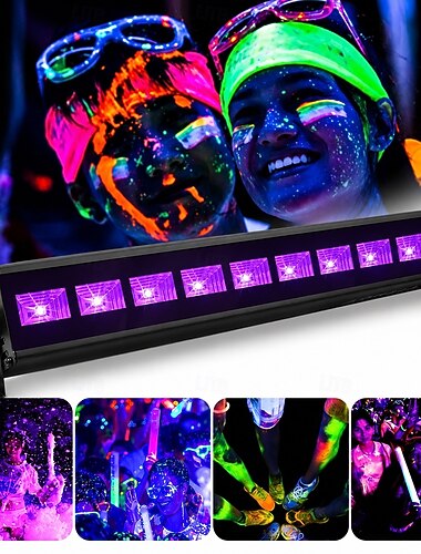  Barre lumineuse LED noire, lampe UV avec câble &Interrupteur, articles de fête phosphorescents pour Halloween, anniversaire, peinture corporelle, chambre, salle de classe