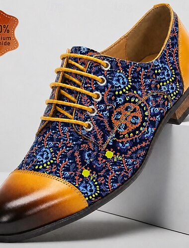  Herren-Oxfordschuhe mit Blumenmuster, handgefertigte Business-Casual-Schuhe aus Leder, modische Schuhe für Hochzeiten, Partys und formelle Anlässe