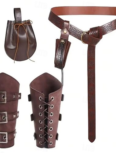  Sada Retro Středověké Renesanční Pásek Chrániče paží Ledvinka s příslušenstvím Válečník Ranger Shieldmaiden Maškarní kostým Keltské Viking Fantazie předvečer Všech svatých Karneval Renesanční jarmark