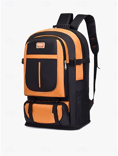  Zaino da trekking di grande capacità per avventure all'aria aperta - resistente &Zaino da viaggio resistente all'acqua per uomo e donna - borsa sportiva arancione e nera