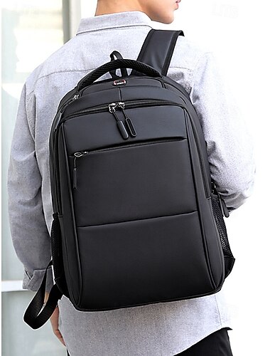  Zwarte herenrugzak, grote waterdichte polyester schooltas met meerdere compartimenten en bagageriem, laptoprugzak voor op reis, geschikt voor universiteit, middelbare school, campus en