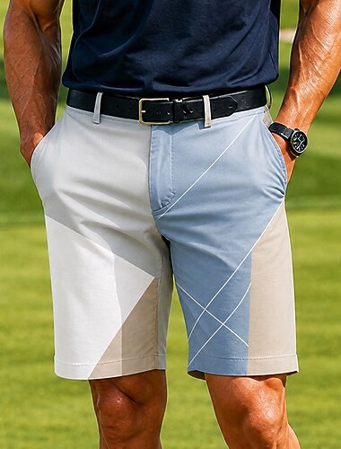  Herr Geometrisk Abstrakt konst Färgblockerande Bermudashorts Casual shorts Golfshorts Medium Midja Business Casual Arbete Golf Strandsemester Shorts med platta framtill och fyra fickor Designer Kläder