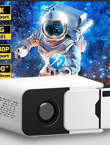  Projektor z Bluetooth 5G i Wi-Fi, projektor filmowy obsługujący 4K w rozdzielczości 1080p, przenośny projektor kina domowego o przekątnej 200 cali do smartfonów/systemów iOS/Android/laptopów/kina na