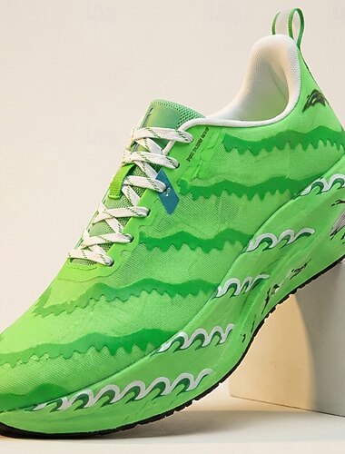  Gröna herrsneakers med vattenmelonmönster, löparskor med snörning, lätta sportskor för gym, streetwear, utomhus