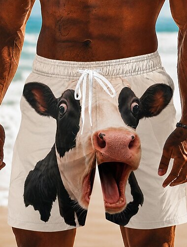  Voor heren dier Koeien Lange zwembroeken Badpakken Zwembroeken Boardshorts Medium Taille Grappig Dagelijks Strandvakantie Zijzakken Mesh voering Elastische tailleband met trekkoord Ontwerper Kleding
