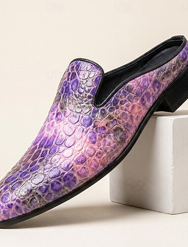 Herenschoenen met een kleurverloop en krokodillenprint, unieke luxe oxfordschoenen voor heren, geschikt voor feestjes, podiumoptredens en mode-evenementen.