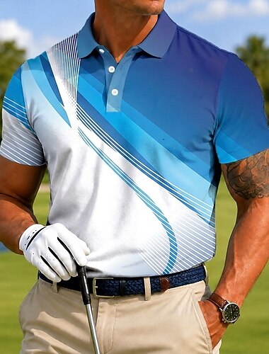  Per uomo Golf Polo Sportivi Manica Corta Magliette polo Camicie con Colletto Casual Athleisure Stampa 3D Bottoni Tessuto retato traspirante Primavera & Estate Blu Giallo Viola