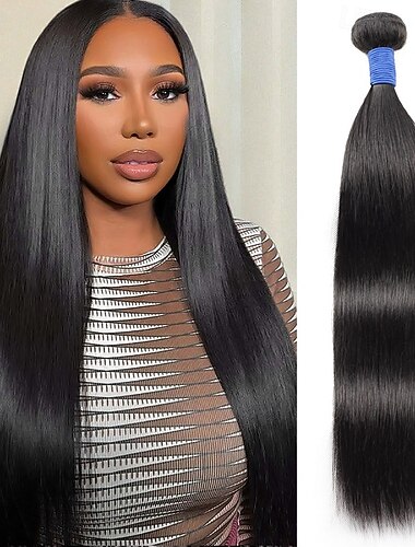  Echthaar-Extensions, naturfarben, glatt, 1 Bündel, 25-70 cm