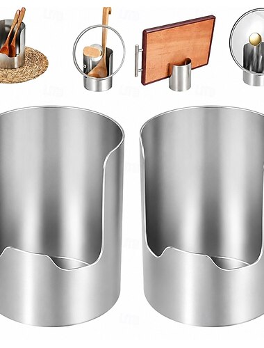  2 portautensili da cucina multifunzionali, organizer da piano di lavoro in acciaio inossidabile, cucchiaio in acciaio inossidabile ispessito &Strumento per organizzare i coperchi di cucchiai, spatole,
