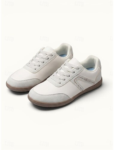  Women's White Wide Fit Lace-up Athletic Walking Sneakers – Extra Wide Toe Box Comfort Shoes with Lightweight Construction, Flexible Non-Slip Outsole for Walking, Travel and Everyday Comfort Wear