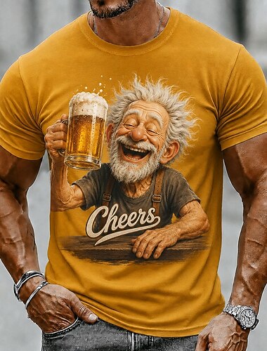  Herr Gammal man T-shirt Kortärmad T-shirt 3D-tryck Rund hals Skjorta Rolig Ledigt Dagligen Gata Blå Gul Grön Sommar Vår Kläder S M L XL 2XL 3XL