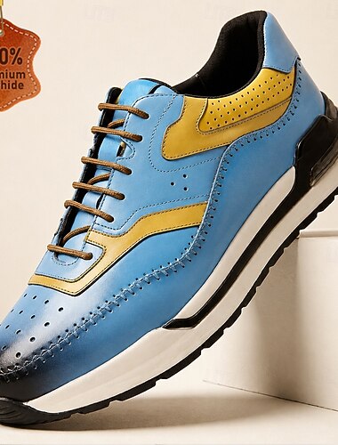  Blaue Herren-Sneaker mit Flügelkappe – Vintage-Brogue-Freizeitschuhe, leichte, elegante Freizeitschuhe für Business, Wochenendausflüge und den Alltag