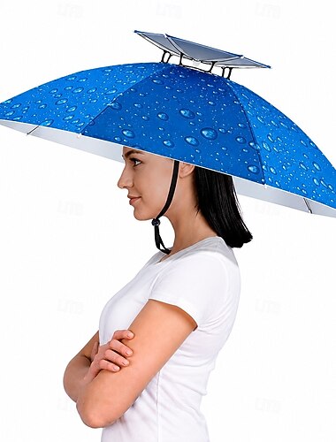  Cappello ombrello da esterno a doppio strato da 37 pollici, grande, per pesca, per adulti, pieghevole, compatto, a mani libere, protezione UV e pioggia, giardinaggio, golf, parasole da esterno