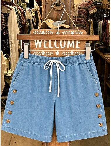  Damen Jeans Jeansstoff Chinos Shorts Mode Wadenlang Hohe Taille Klassisch Komfort Dehnbar Urlaub Formell Blau Schwarz Grün Khaki Sommer Frühling Normale Passform