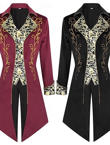  Punk  Gothic Middeleeuwse Steampunk Jas Buitenkleding Prins Pestdokter Edelman Verkleedkleding Mannen Ebenezer Scrooge Elf Koninklijke Kerst Steampunk Carnaval Maskerbal Feest Avond Volwassenen Jas