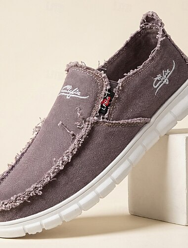  Mocassini da uomo in tela lavata, modello slip-on: scarpe casual leggere e traspiranti, ideali per tutti i giorni, i viaggi, i weekend fuori porta e uno stile di vita rilassato.
