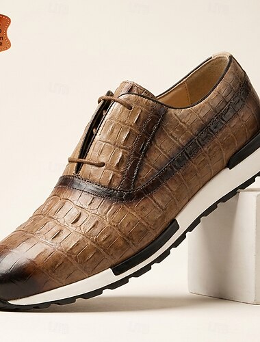  Braune Herren-Loafer aus Leder mit Krokodilprägung, luxuriöse Slipper für Business, Party und Abendveranstaltungen
