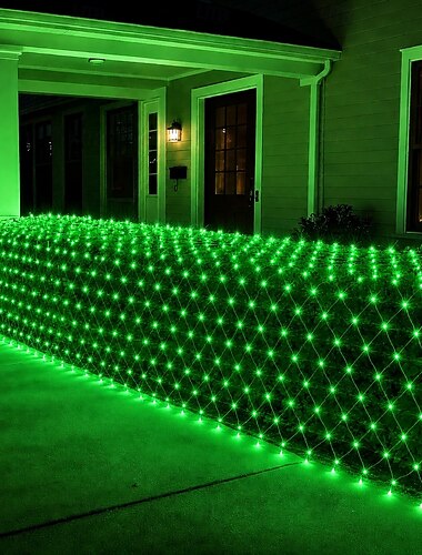  LED netlys mesh fe-snor dekorativ udendørs, 6x4m 880 lysdioder, udendørs snor lyskæde, mesh lys til udendørs terrasse have buskhegn dekorationer