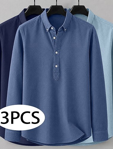  Per uomo Camicia Camicia popover Camicia button-down Camicia Oxford Camicia casual Nero+Bianco+Blu Navy Blu navy + Blu chiaro + Blu scuro Blu navy + azzurro + grigio Nero+Azzurro chiaro+Blu navy
