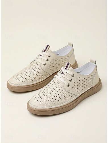  Sneakers casual bianche da uomo: scarpe stringate leggere e traspiranti, calzature eleganti per resort, crociere, viaggi e per lo stile estivo di tutti i giorni.