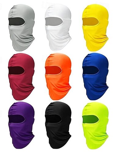 Paquete de 9 pasamontañas refrescantes, mascarilla facial para ciclismo con protección solar, forro ligero y cortavientos para casco de motocicleta, gorro transpirable de seda helada para hombres y