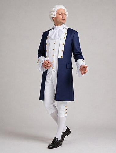  Set Retro Vintage 18. Jahrhundert Mantel Hose Weste langarm George Washington Alexander Hamilton Kostüm Herren Halloween Karneval Leistung Erwachsene Mantel Weste Hemd
