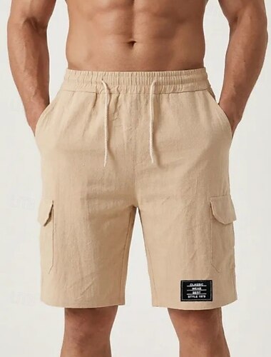  Homme Short cargo léger Shorts Shorts d'été Short décontracté Cordon de serrage Taille Élastique Multi-poches Uni Confort Respirant Longueur Genou Extérieur Plage Vacances Vacances Mode Blanche Kaki
