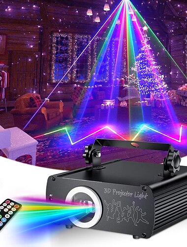  Show de luzes laser profissional com animação RGB para DJ, ativado por som. &Sincronização DMX para festas, palcos, clubes, Halloween e Natal.