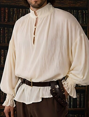  Medievale Rinascimento Camicia Lunghe Pirata Vichingo Costume Unisex Vichingo Costumi da pirata Halloween Carnevale Performance LARP Fiera Rinascimentale Adulti Camicia