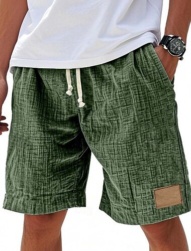  Homme Shorts Shorts d'été Shorts de plage Short décontracté Cordon de serrage Taille Élastique Couleur Unie Confort Respirant Longueur Genou Occasionnel Quotidien Extérieur Mode Rétro Vintage Kaki
