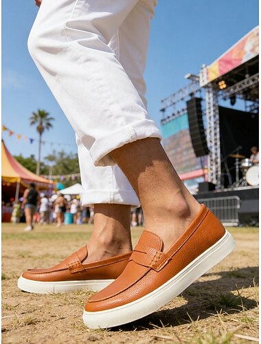  bruna slip-on loafers för musikfestivaler, bekväma promenadskor för vardagsbruk, lätta semesterskor för konserter, utomhusevenemang, vardagskläder