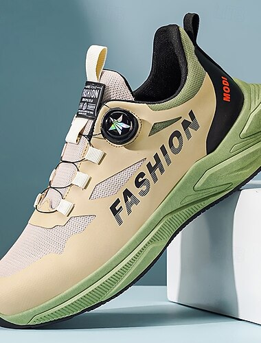  herr beige gröna löparsneakers, snörskor, lätta dämpade sportskor för gym, resor, utomhusbruk