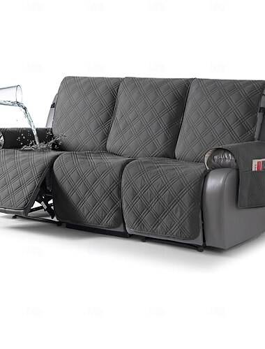  Housse de canapé pour animaux de compagnie, 3 places, 100 % imperméable et anti-taches, matelassée 4 couches, avec poches latérales, antidérapante, lavable, protection de meubles, gris foncé