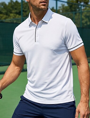  Hombre Retazos Camisa deportiva Camisas de polo Camiseta de tenis Tee de tenis Manga Corta Deportivo Ligero Reductor del Sudor Dispersor de humedad Transpirable Tenis Golf Corriendo Cuello de polo