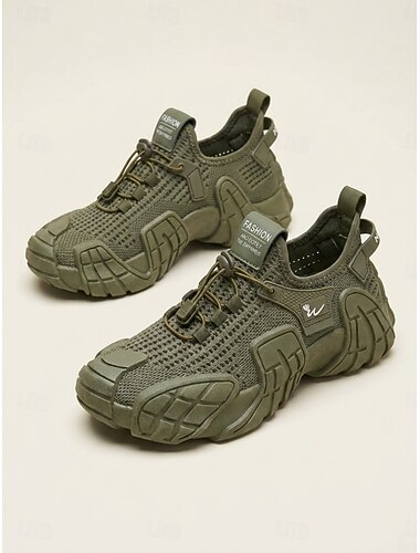  Baskets vertes pour homme, idéales pour les festivals de musique, chaussures de marche décontractées et confortables, antidérapantes, parfaites pour les concerts, le camping et la mode urbaine.
