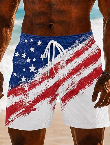  Heren 250e Jubileum Patriottische Amerikaanse Vlag 1776 2026 Zwembroek Met Koord Zijzakken Zomer Strandkleding